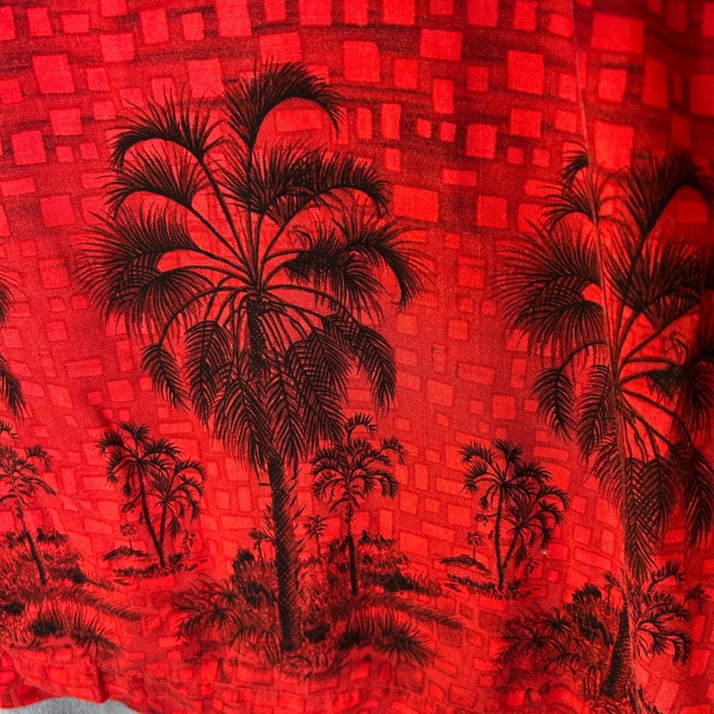 VTG Hawaiian Red ME Sport Mens XXL Palm Tree Print Tropical Aloha Shirt Korea
